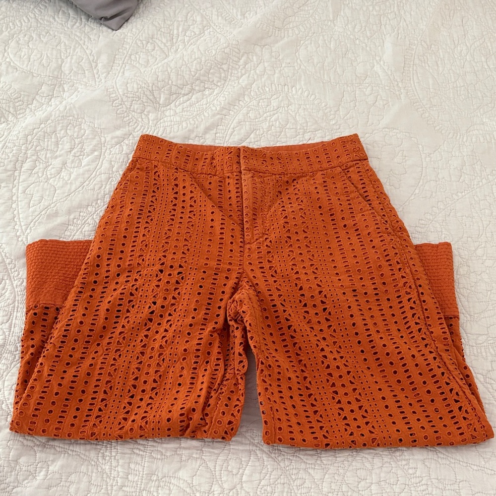Orange Eyelet Shorts